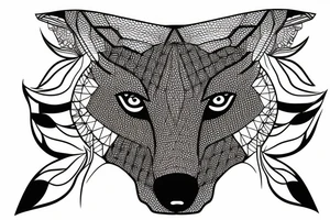 wolf with rhombus and finart and dotwork tattoo idea