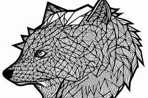 wolf with rhombus and finart and dotwork tattoo idea