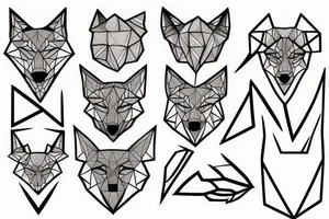 wolf with rhombus and finart and dotwork tattoo idea