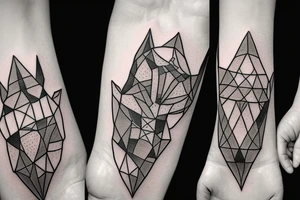 wolf with rhombus and finart and dotwork tattoo idea