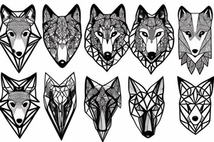 wolf with rhombus and finart and dotwork tattoo idea