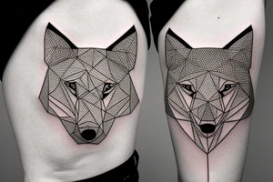 wolf with rhombus and finart and dotwork tattoo idea