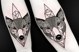 wolf with rhombus and finart and dotwork tattoo idea
