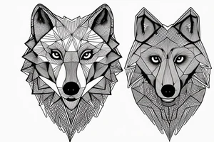 wolf with rhombus and finart and dotwork shadow tattoo idea