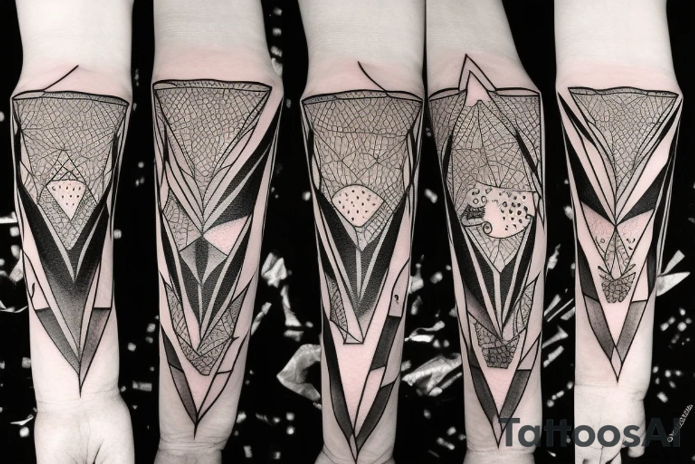 wolf with rhombus and finart and dotwork shadow tattoo idea