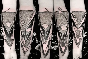 wolf with rhombus and finart and dotwork shadow tattoo idea