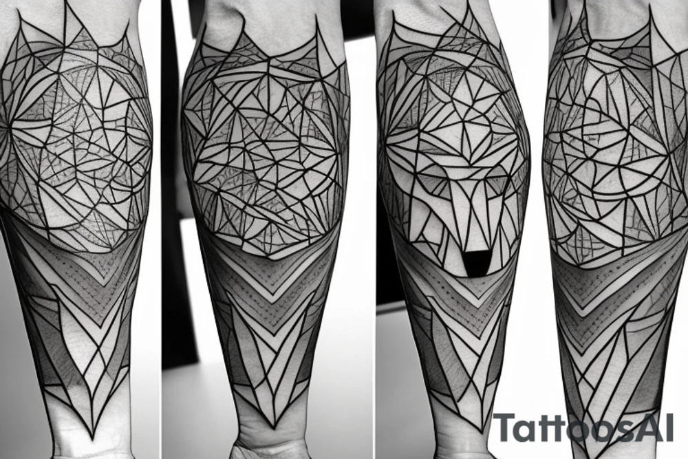 wolf with rhombus and finart and light shadow tattoo idea