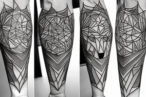 wolf with rhombus and finart and light shadow tattoo idea