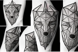 wolf with rhombus and finart and light shadow tattoo idea