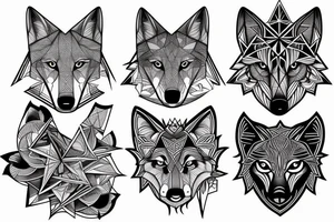 wolf with rhombus and finart and light shadow tattoo idea