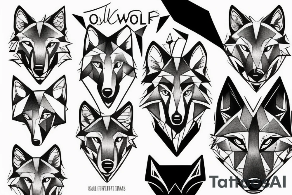 wolf with rhombus and finart and light shadow tattoo idea