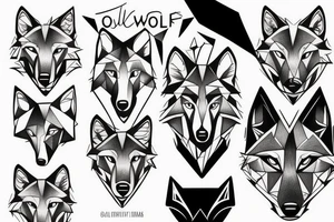 wolf with rhombus and finart and light shadow tattoo idea
