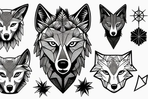 wolf with rhombus and finart and light shadow tattoo idea