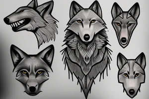 wolf with rhombus and finart and light shadow tattoo idea