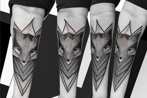 wolf with rhombus and finart and light shadow tattoo idea