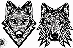 wolf with rhombus and finart and light shadow tattoo idea
