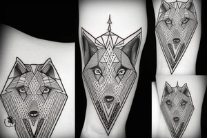wolf with rhombus and finart and light shadow tattoo idea