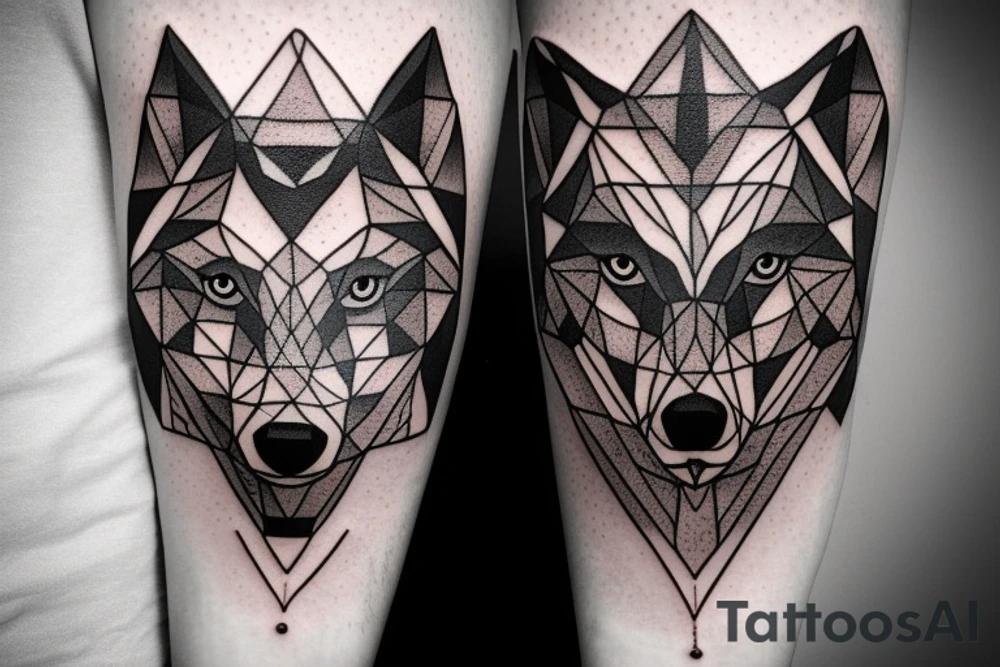 wolf with rhombus and finart and light shadow more geometric tattoo idea