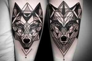 wolf with rhombus and finart and light shadow more geometric tattoo idea