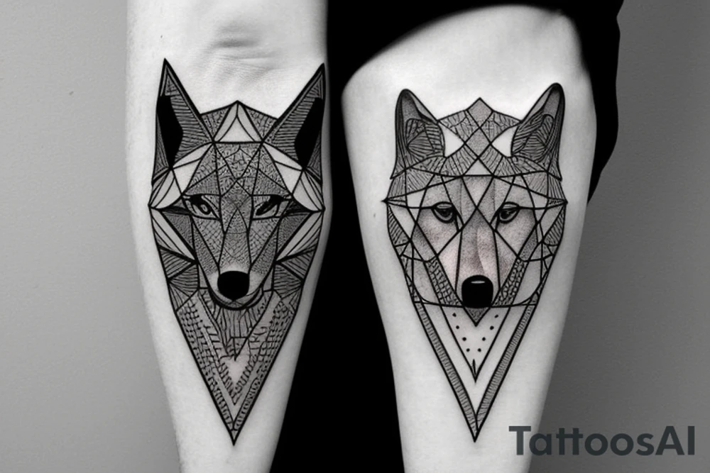 wolf with rhombus and finart and light shadow more geometric tattoo idea