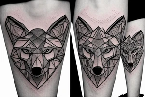 wolf with rhombus and finart and light shadow more geometric tattoo idea