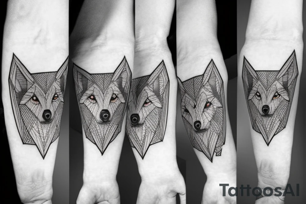 wolf with rhombus and finart and light shadow more geometric tattoo idea
