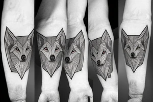wolf with rhombus and finart and light shadow more geometric tattoo idea