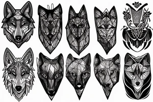 wolf with rhombus and finart and light shadow and lots of geometric tattoo idea