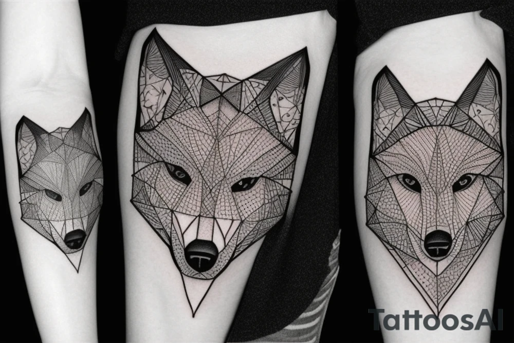 wolf with rhombus and finart and light shadow and lots of geometric tattoo idea