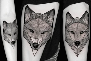 wolf with rhombus and finart and light shadow and lots of geometric tattoo idea