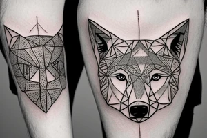 wolf with rhombus and finart and light shadow and lots of geometric tattoo idea