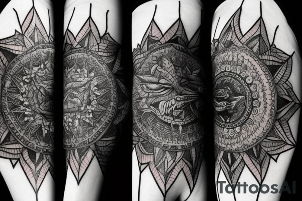 wolf with rhombus and finart and light shadow and lots of geometric tattoo idea