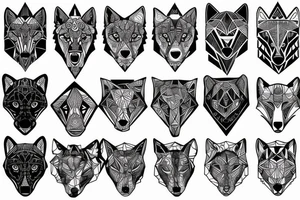 wolf with 
 geometric tattoo idea