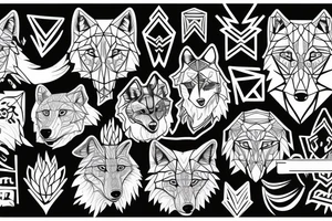 wolf with 
 geometric tattoo idea