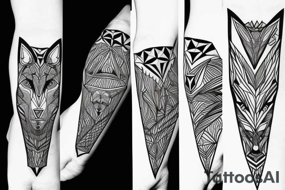 wolf with 
 geometric tattoo idea