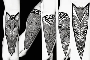 wolf with 
 geometric tattoo idea