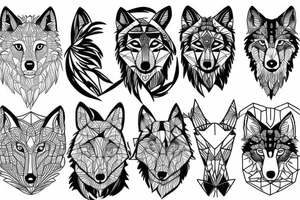wolf with 
 geometric tattoo idea