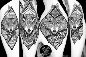wolf with 
 geometric tattoo idea