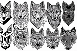 wolf with 
 geometric line tattoo idea