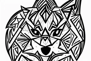 wolf with 
 geometric line outside tattoo idea