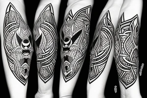 wolf with 
 geometric line outside tattoo idea