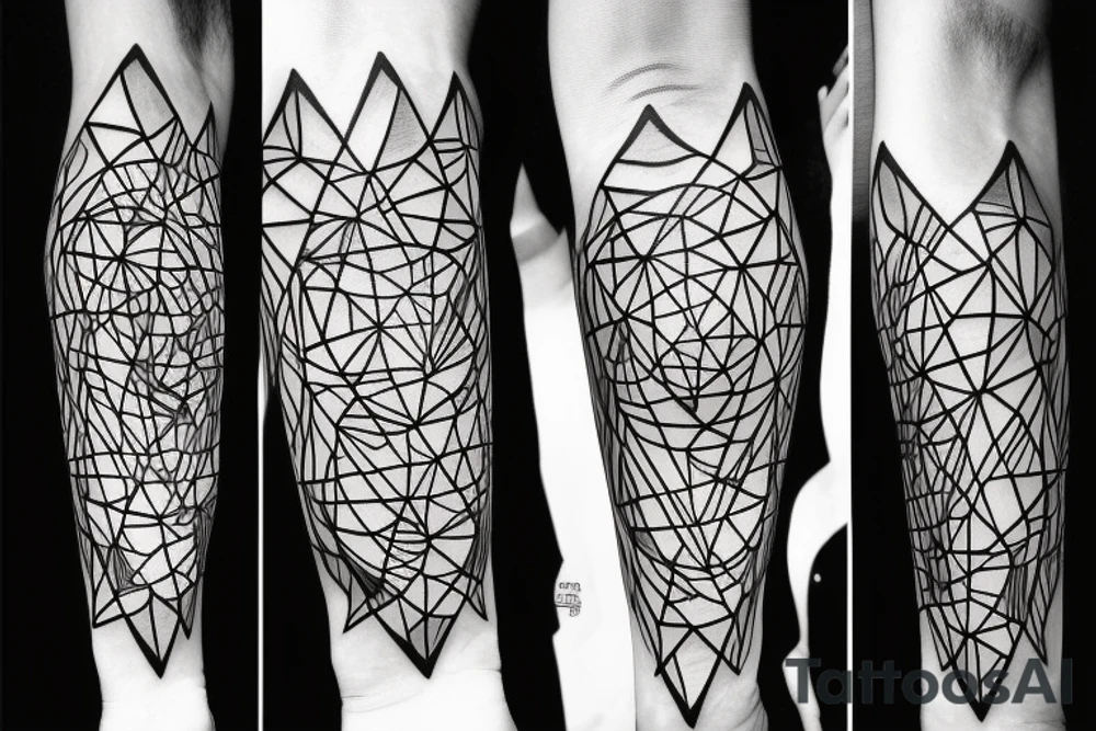 wolf with 
 geometric line tattoo idea