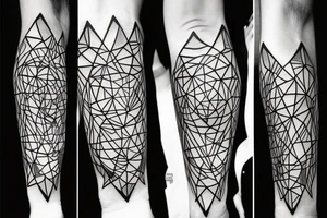 wolf with 
 geometric line tattoo idea