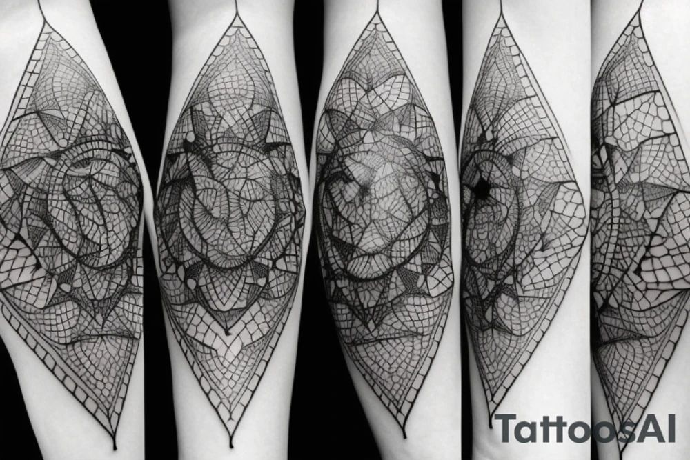 wolf with 
straight geometric line tattoo idea
