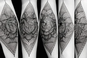 wolf with 
straight geometric line tattoo idea