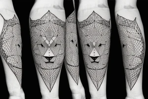 lion with 
straight geometric line tattoo idea
