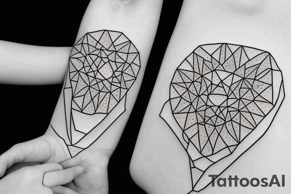 bear with 
straight geometric line tattoo idea
