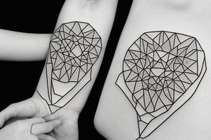 bear with 
straight geometric line tattoo idea