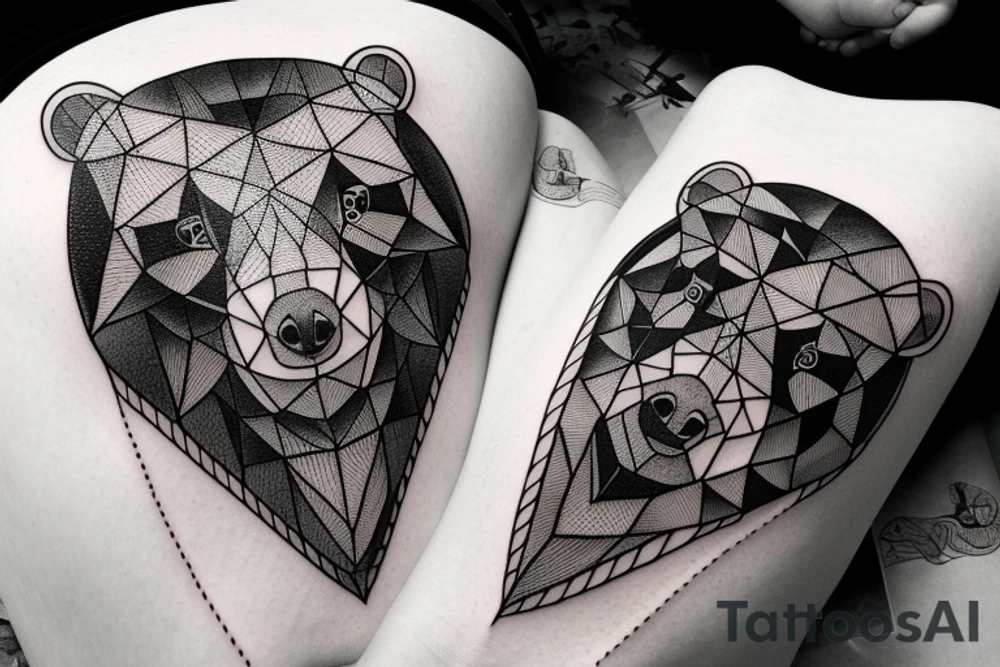bear with 
straight geometric line tattoo idea