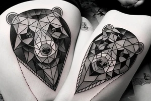 bear with 
straight geometric line tattoo idea